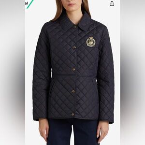 Lauren Ralph Lauren Navy Quilted Crest Logo Puffer Jacket Womens Size L